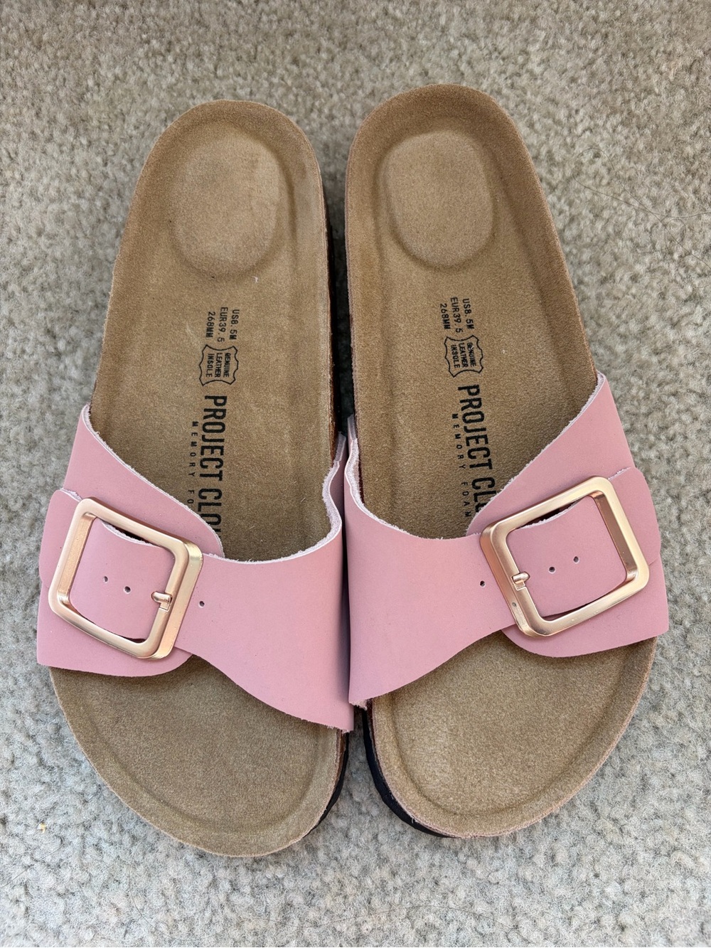 Project Cloud Pink leather Sandals Memory Foam US 8.5 EU39